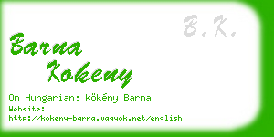 barna kokeny business card