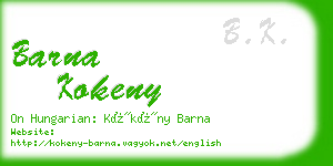 barna kokeny business card